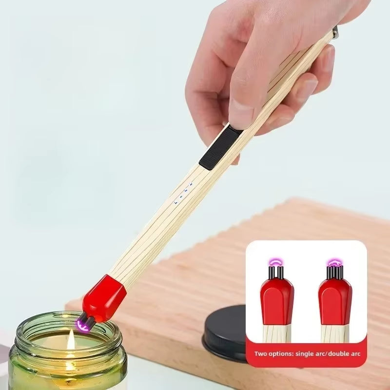 New Windproof USB Arc Extended Match Lighter Portable Pendant Charging Matchstick Aromatherapy Kitchen Camping Lighter